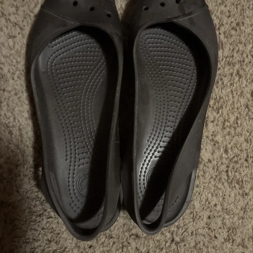 Crocs Farrah Women's Size 10 Peep Toe Slingback Flats Brown Shoes